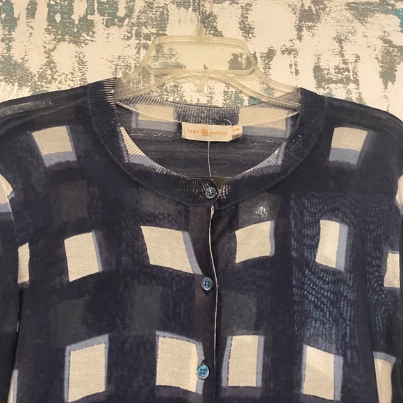 Navy n White Tory Burch Cardigan - Picture 2 of 5